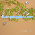 Ghirlanda di corda decorativa con perline a goccia sfaccettate verdi